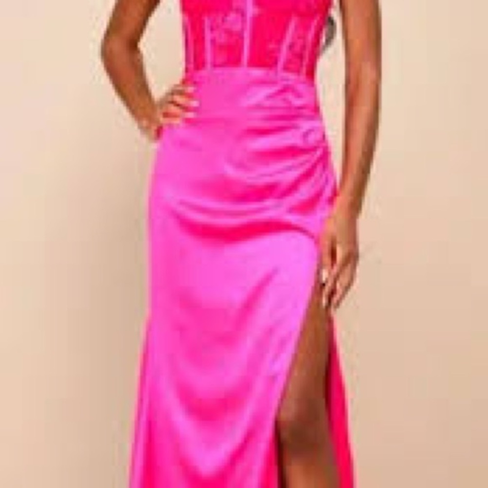 Lulu's Strapless Pink Evening Gown - Picture 5 of 11